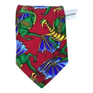 ROBERTO ANGELICO Multicolor Dragon Print Silk Tie  Italy 58"-4" NWT